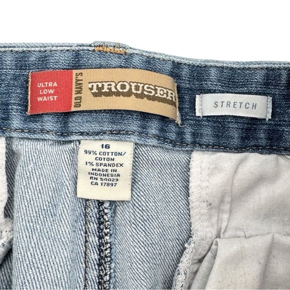 Vintage Old Navy Trouser Jeans Y2K Ultra Low Waist Wide Leg Distressed | 16 33" - Picture 10 of 13